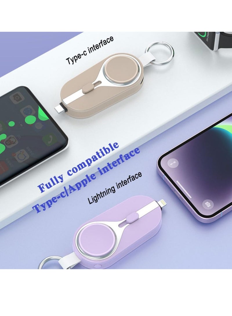 general Bank Keychain  3000mAh Large Capacity Mini 2 in 1 Travel Power Bank Wireless Magnetic Charger for Android Watch Mobile Phone Lavender Purple - Image 3