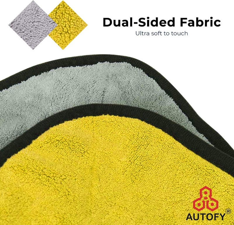 Autofy Multipurpose 4 in 1 Combo Cleaning Kit Dust Cloth Towel Glove for All Vehicles Bike Car Glass Kitchen, 2-800GSM Towel + 2 Microfiber Gloves (Multicolour) - Image 4