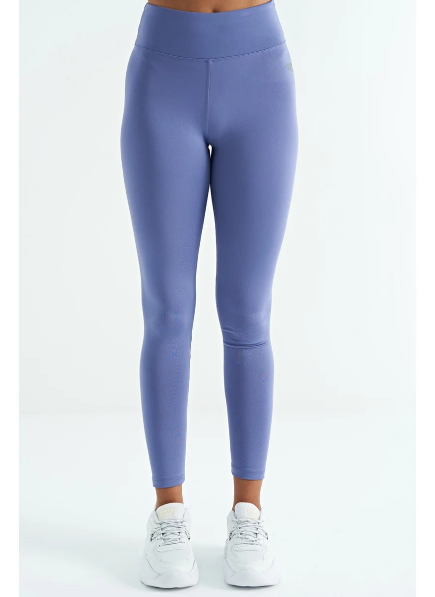 Tommy Life Purple Logo Print Detail High Waist Scuba Fabric Slim Fit Women's Leggings - 94627