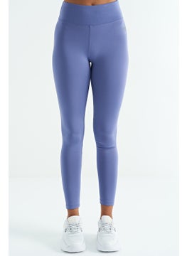 Tommy Life Purple Logo Print Detail High Waist Scuba Fabric Slim Fit Women's Leggings - 94627  - Image 1