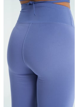 Tommy Life Purple Logo Print Detail High Waist Scuba Fabric Slim Fit Women's Leggings - 94627  - Image 4