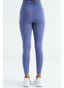 Tommy Life Purple Logo Print Detail High Waist Scuba Fabric Slim Fit Women's Leggings - 94627  - Image 3