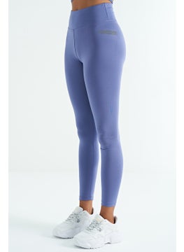 Tommy Life Purple Logo Print Detail High Waist Scuba Fabric Slim Fit Women's Leggings - 94627  - Image 2