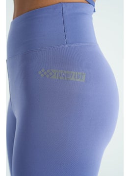 Tommy Life Purple Logo Print Detail High Waist Scuba Fabric Slim Fit Women's Leggings - 94627  - Image 5