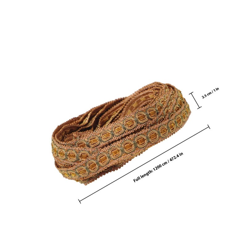 Vintage Lace Trim Orange Yellow 12 Meters Roll Retro Cat Eye Decorative Edge - Image 3