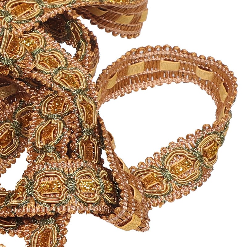 Vintage Lace Trim Orange Yellow 12 Meters Roll Retro Cat Eye Decorative Edge - Image 4