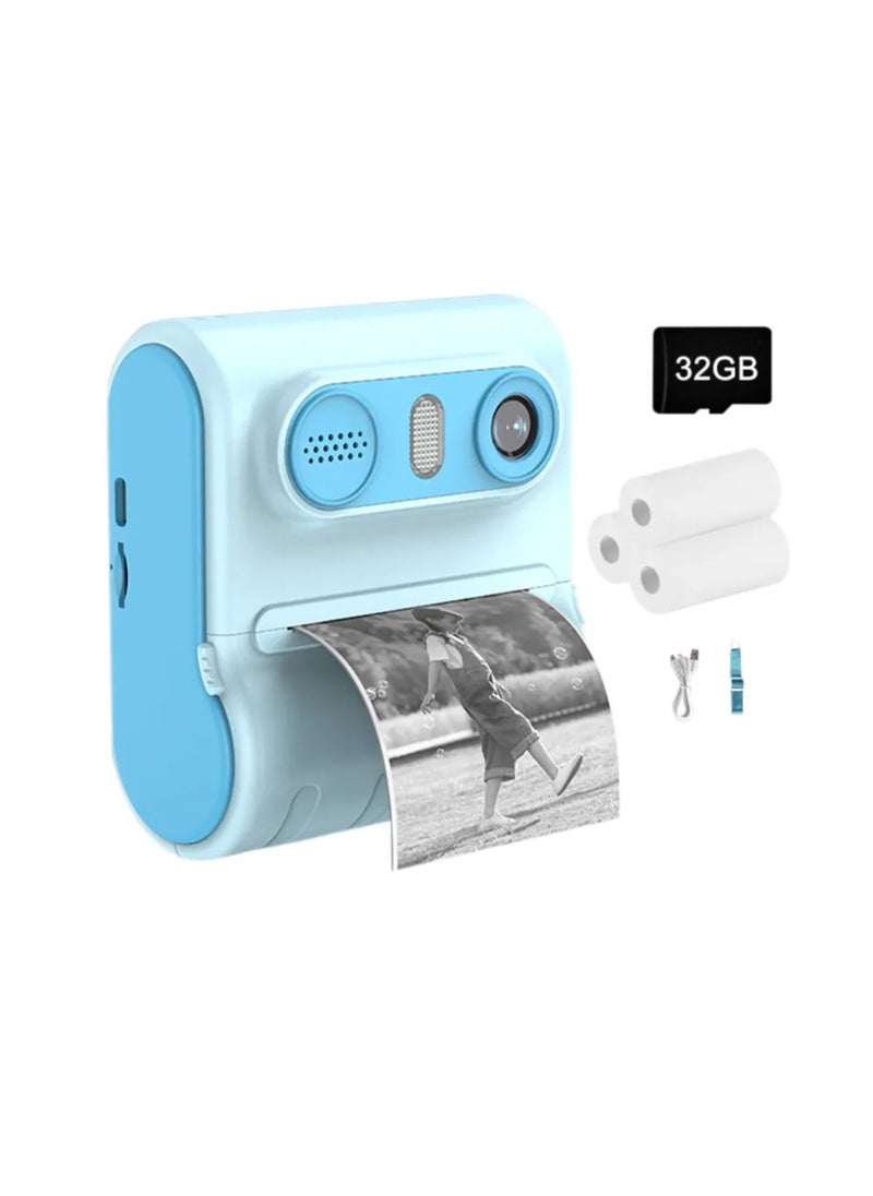 DIGI CORE Digital Camera For Kids 46MP Kids Camera With 32GB SD Card Full HD 1080P Cameras Mini Kids Camera With Instant Print Thermal Printer With 3 Thermal Rolls 2.4Inch Eye Protect Screen With Speaker Blue  - Image 1