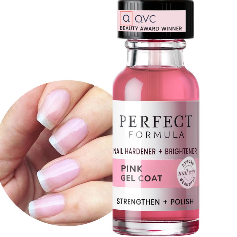 Perfect Formula صيغة مثالية طلاء جل وردي - مقوي أظافر بلمسة وردية وعلاج كيراتين، 0.6 أونصة - طلاء أظافر جل وردي غني بالبروتين للأظافر التالفة | يدعم النمو والإصلاح - Image 1