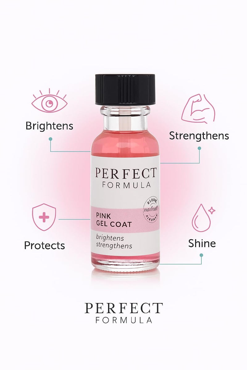 Perfect Formula صيغة مثالية طلاء جل وردي - مقوي أظافر بلمسة وردية وعلاج كيراتين، 0.6 أونصة - طلاء أظافر جل وردي غني بالبروتين للأظافر التالفة | يدعم النمو والإصلاح - Image 4