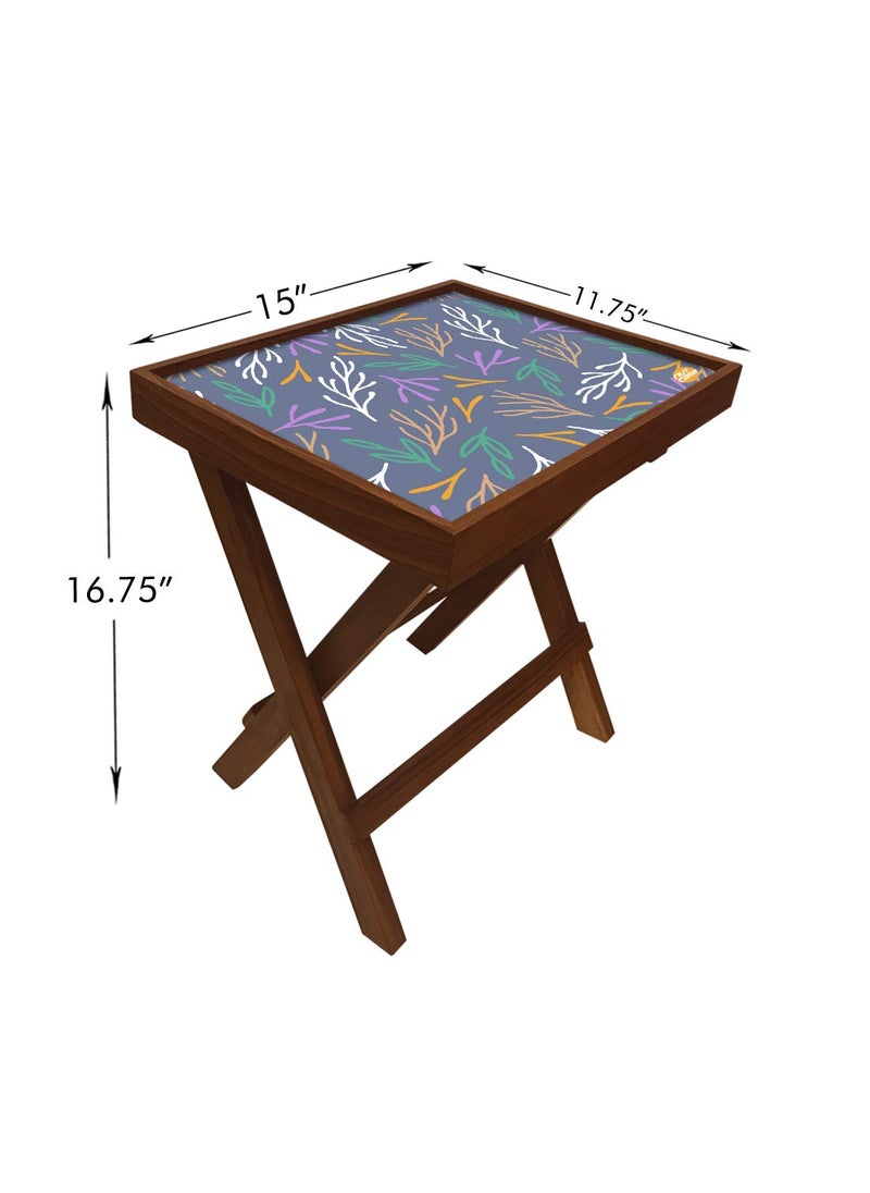 Nutcase Nutcase Designer Teak Wood Side Table Folding Wooden Bedside Coffee Outdoor Picnic Table Beautiful Twig  - Image 3