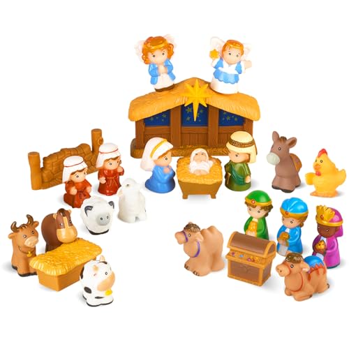 HARDWIND 25pcs Nativity Set for Kids Christmas Story Playset Figurine Little Nativity Toddler Toy Nativity Scene Set for Children Ages 1 2 3 4 5 6 - Image 1
