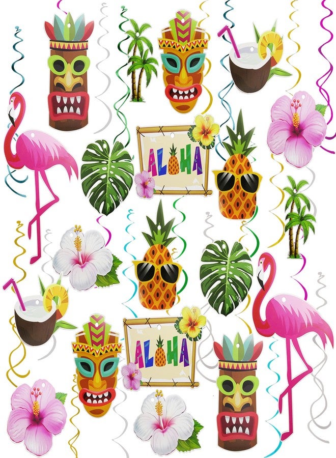 HADDIY Hawaiian Luau Party Hanging Decorations,30 Set Aloha Party Hanging Swirl Ceiling Decorations for Summer Tropical Beach Birthday Party Supplies - Image 1