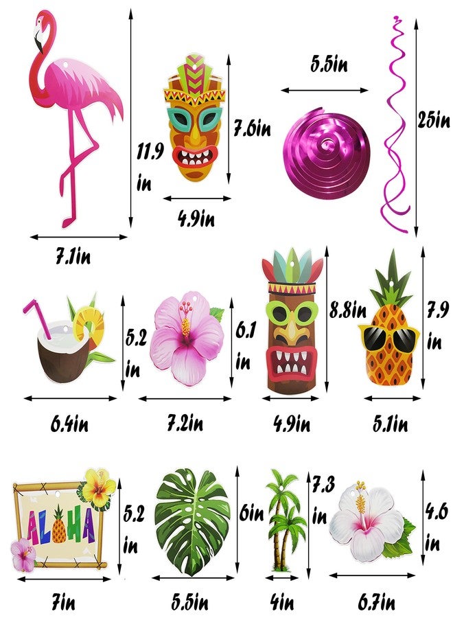 HADDIY Hawaiian Luau Party Hanging Decorations,30 Set Aloha Party Hanging Swirl Ceiling Decorations for Summer Tropical Beach Birthday Party Supplies - Image 2