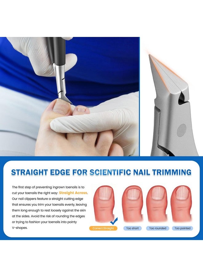 BEZOX Toenail Clippers for Ingrown Toenail Prevention, Straight Blade Podiatrist Nail Clippers for Thick Nails, Ergonomic Finger Nail Clippers for Adults, Seniors, Men and Women - Black - Image 3