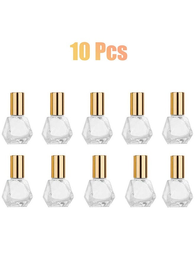 زجاجات بالطول الزيوت الأساسية ، 10 زجاجات زجاجية محمولة مصغرة متعددة الأطراف ، زجاجات زجاجية 8 مل مع كرات الصلب المقاوم للصدأ عطر عطر الزيوت الأساسية - Image 5