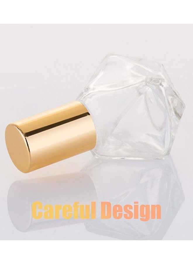 زجاجة عطر رول أون زجاجية بتصميم الماسة 8 مل - طقم 10 قطع — زجاجات دوارة محمولة للزيوت العطرية مع كرة ستانلس ستيل، مانعة للتسرب، حجم السفر - Image 5