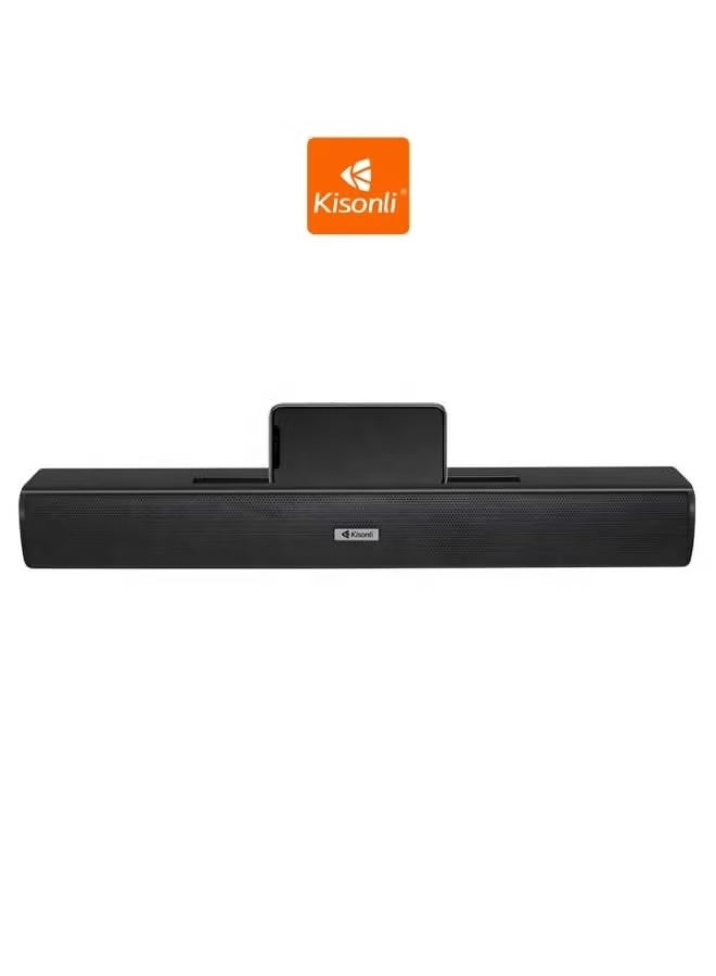 Kisonli TWS Stereo Soundbar Bluetooth Speaker (LED-803) with Smartphone Docking Slot, 1800mAh Rechargeable Battery, Black - Image 4