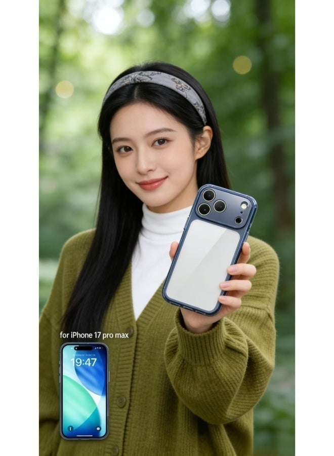 جراب واقٍ فائق النحافة لهاتف iPhone 17 Pro Max، متوافق مع MagSafe، يوفر حماية كاملة لعدسة الكاميرا، جراب هاتف فائق النحافة وخفيف الوزن وشفاف وبسيط (أزرق شفاف). - Image 1