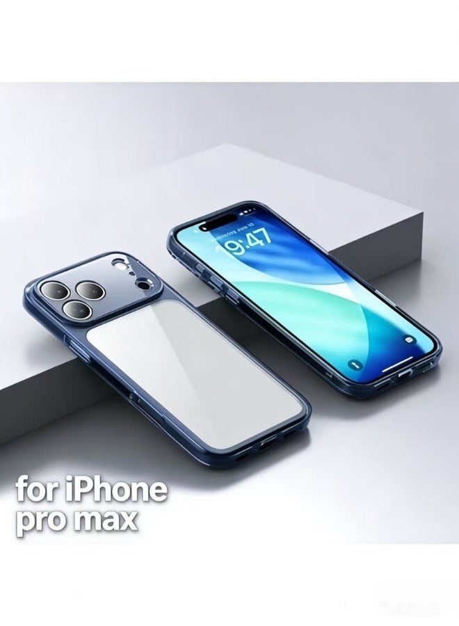 جراب واقٍ فائق النحافة لهاتف iPhone 17 Pro Max، متوافق مع MagSafe، يوفر حماية كاملة لعدسة الكاميرا، جراب هاتف فائق النحافة وخفيف الوزن وشفاف وبسيط (أزرق شفاف). - Image 2