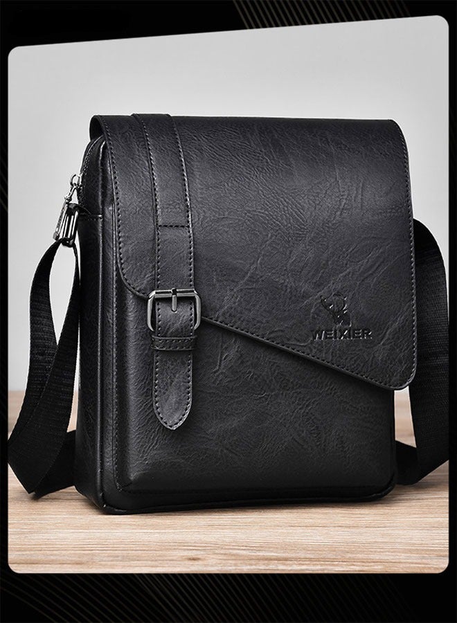 WEIXIER حقيبة كتف عمودية رجالية جلدية مقاومة للماء ومقاومة للاهتراء حقيبة عمل محمولة مع أحزمة قابلة للتعديل للعمل والمكتب والأنشطة الخارجية - Image 1