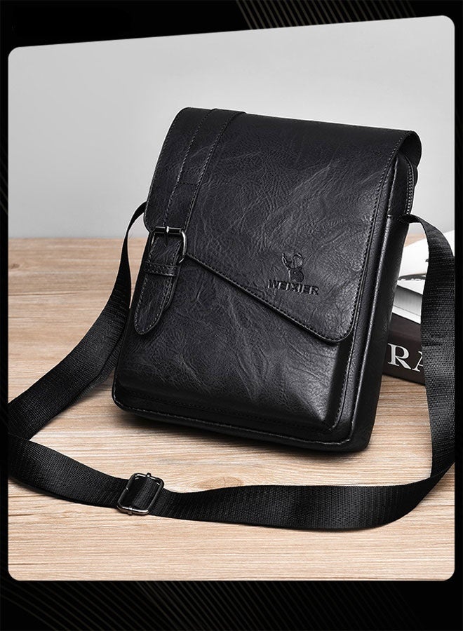 WEIXIER حقيبة كتف عمودية رجالية جلدية مقاومة للماء ومقاومة للاهتراء حقيبة عمل محمولة مع أحزمة قابلة للتعديل للعمل والمكتب والأنشطة الخارجية - Image 2