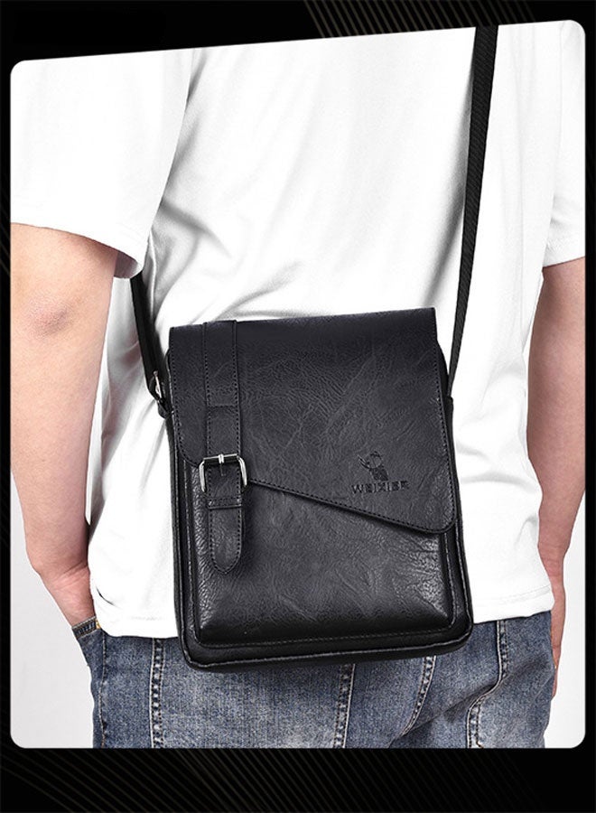 WEIXIER حقيبة كتف عمودية رجالية جلدية مقاومة للماء ومقاومة للاهتراء حقيبة عمل محمولة مع أحزمة قابلة للتعديل للعمل والمكتب والأنشطة الخارجية - Image 3