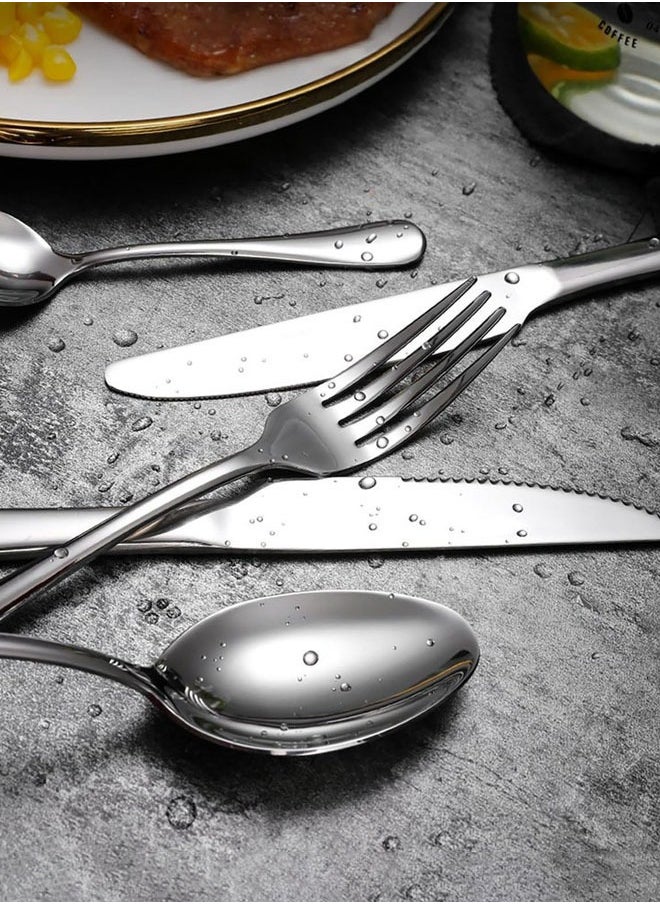 Hanayo 48 Pcs Cutlery Set Flatware Set for 8 Persons Stainless Steel Flatware Set with Knives Spoons and Forks Home Kitchen Tools(Sliver)  - Image 4
