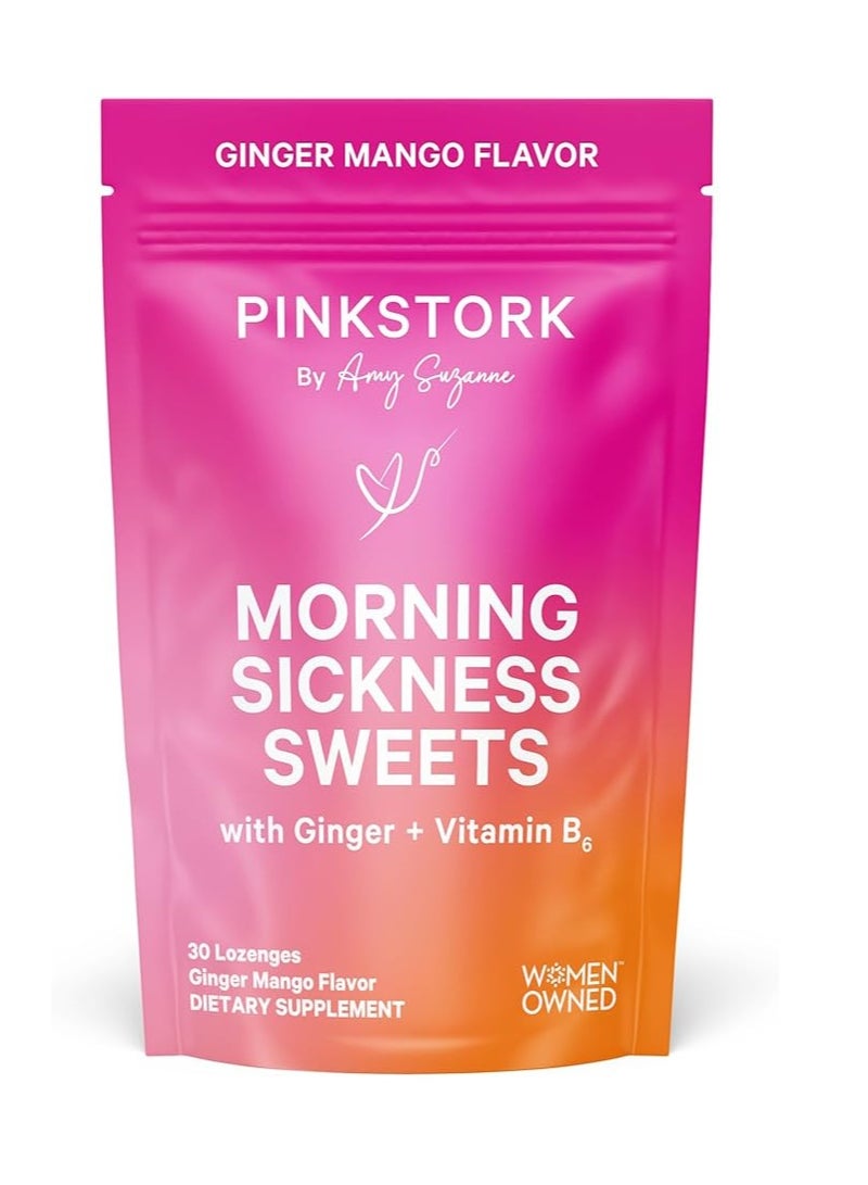 Pink Stork Morning Sickness Sweets Mango Ginger Candy with Vitamin B6 30 Lozenges