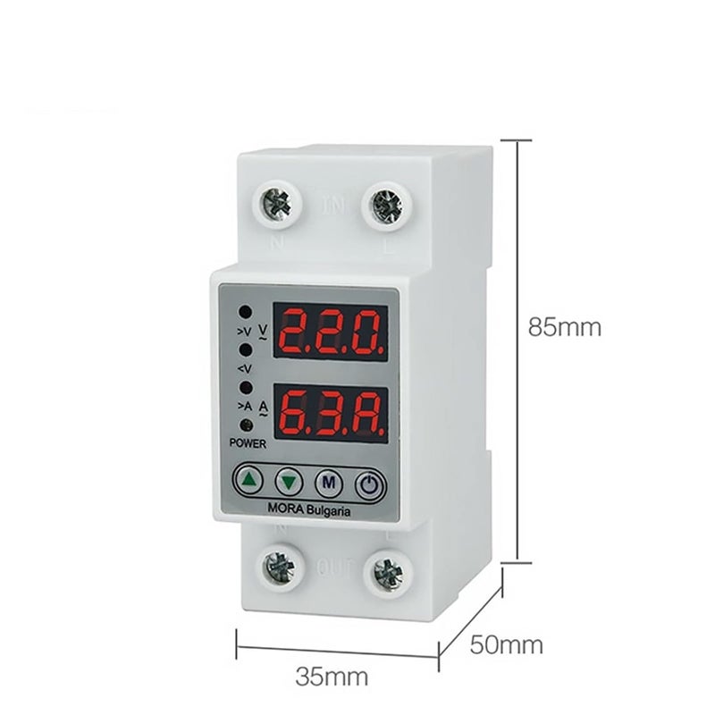 Digital Adjustable Over Under Voltage Protector 40A 230V Relay Dual Display Surge Limit - Image 3