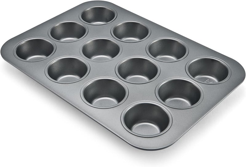 Muffin Pan 12 Cup, Nonstick Cupcake Baking Tray with Round Wells, Reusable Dishwasher-Safe Bakeware for Muffins, Mini Cakes, Cheesecakes and Kitchen Baking - Image 1