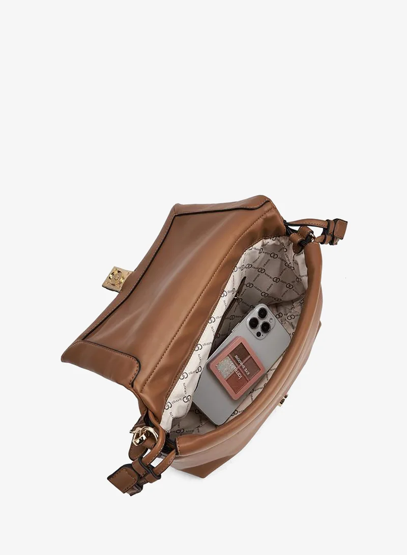 Celeste TAN Solid Crossbody Bag with Detachable Strap for Women | Best Price UAE