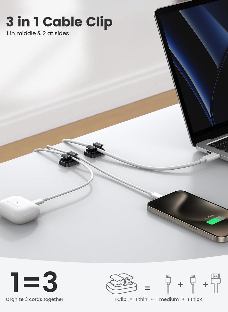 ( 3 مجموعات ) 3 في 1 ربيع كابل كليب قابل للتعديل سلك كليب منظم كابل الناقل التسلسلي العام شاحن / السلطة الحبل / الجدار / مكتب / سيارة / مكتب إدارة خط الغراء خالية من بقايا - Image 2