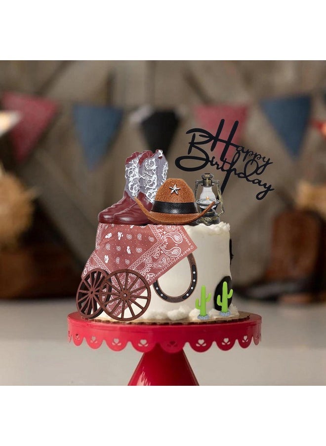 Bibo BiBo Cowboy Cake Topper Western Cupcake Decorations Mini Cowboy Hat and Boot for Baby Shower First Rodeo Birthday Vaquero Themed Party Favors Supplies  - Image 3