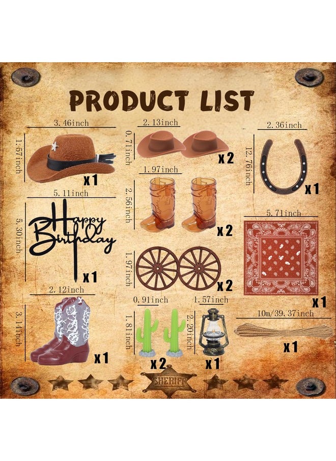 Bibo BiBo Cowboy Cake Topper Western Cupcake Decorations Mini Cowboy Hat and Boot for Baby Shower First Rodeo Birthday Vaquero Themed Party Favors Supplies  - Image 2