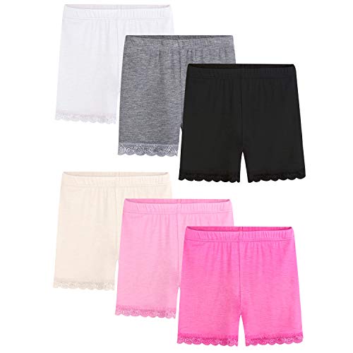 BOOPH Lace Bike Short Girls Dance Undershorts for 7-8 Years 6 Pack Multicolored - Image 1
