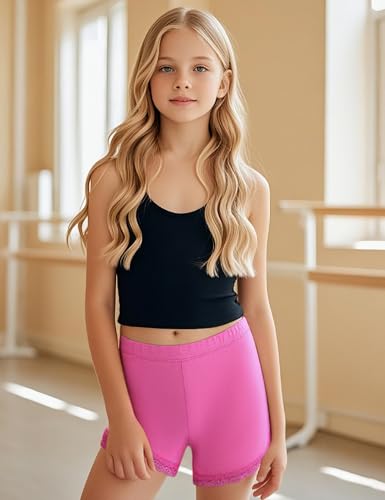 BOOPH Lace Bike Short Girls Dance Undershorts for 7-8 Years 6 Pack Multicolored - Image 5