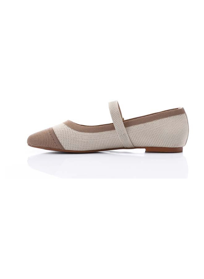 DejaVu Canvas Buff Beige & Off White Mary Jane Flat - Image 3