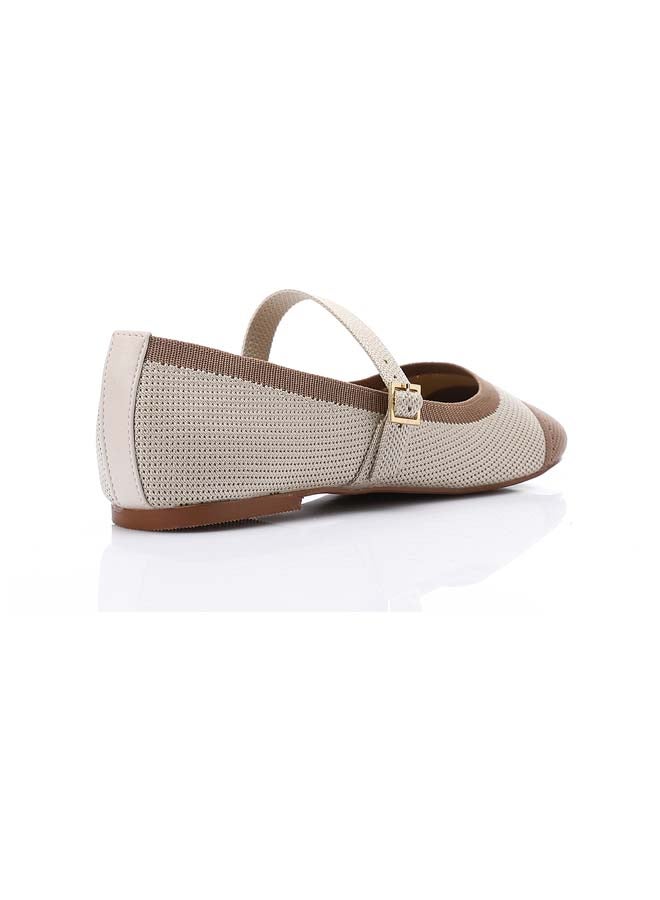 DejaVu Canvas Buff Beige & Off White Mary Jane Flat - Image 2