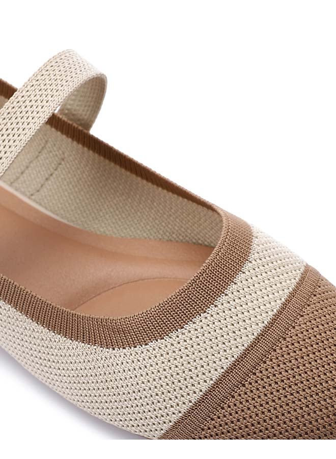 DejaVu Canvas Buff Beige & Off White Mary Jane Flat - Image 4