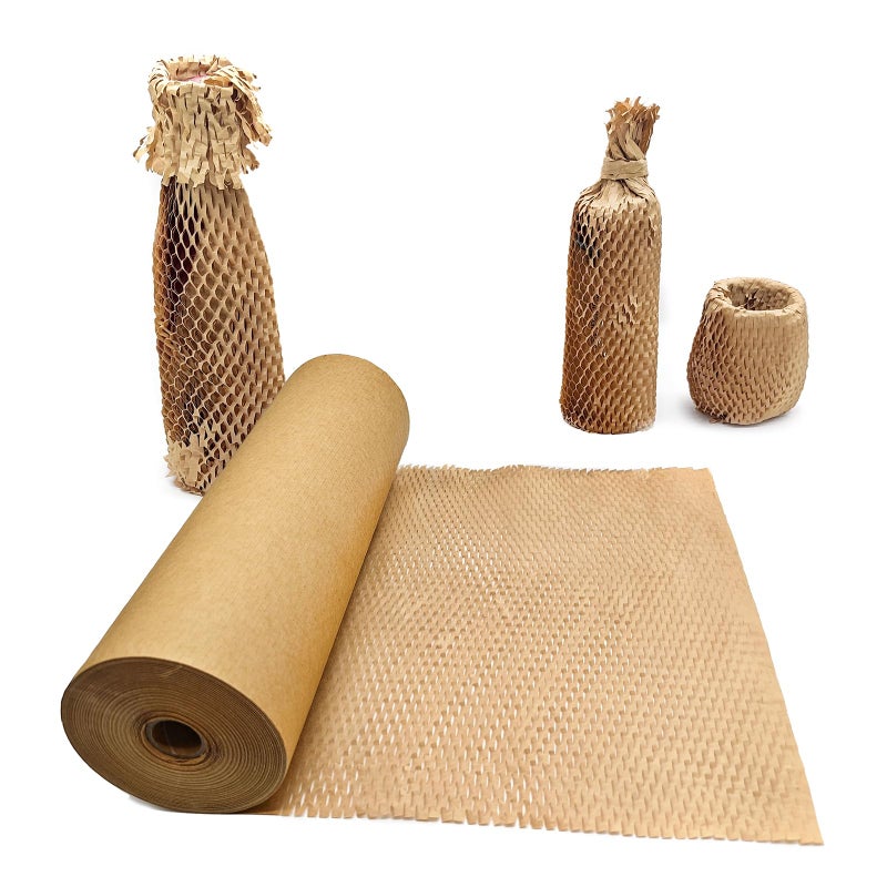 Aspamms Honeycomb Packing Paper, 15" x 262' Honeycomb Cushioning Wrap Roll for Moving Shipping Packaging Gifts, Recyclable Honeycomb Paper Moving Supplies Bubble Paper Wrapping Protective Roll Khaki - Image 1