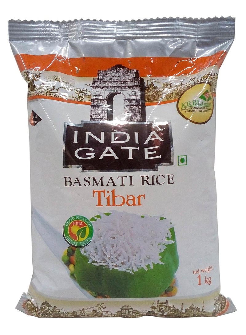 India Gate Basmati Rice - Tibar, 1kg Pouch - Image 1