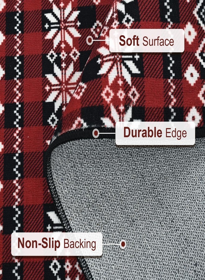 ASPMIZ Christmas Area Rugs 5x7, Buffalo Plaid Rugs for Living Room, Red Reindeer Washable Rug Low Pile, Snowflake Bedroom Rug Non Slip, Soft Faux Wool Throw Carpet for Christmas Decorations - Image 3