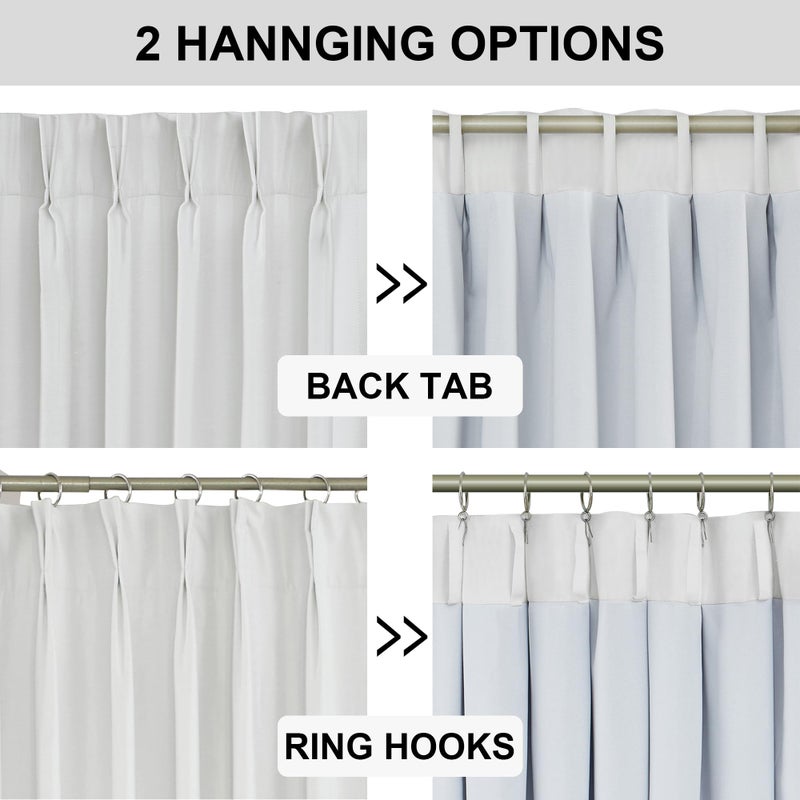 Vision Home Vision Home White Pinch Pleated Full Blackout Curtains Thermal Insulated Window Curtains 120 inch for Living Room Bedroom Room Darkening Pinch Pleat Drapes with Hooks Back Tab 1 Panel 60"" Wx120 L  - Image 5