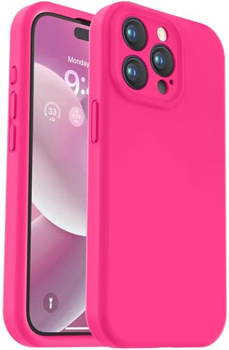 Vooii Compatible with iPhone 15 Pro Max Case, Upgraded Premium Silicone, [Camera Protection] [Soft Anti-Scratch Microfiber Lining] Shockproof Phone Case for iPhone 15 Pro Max 6.7 inch - Hot Pink - Image 1