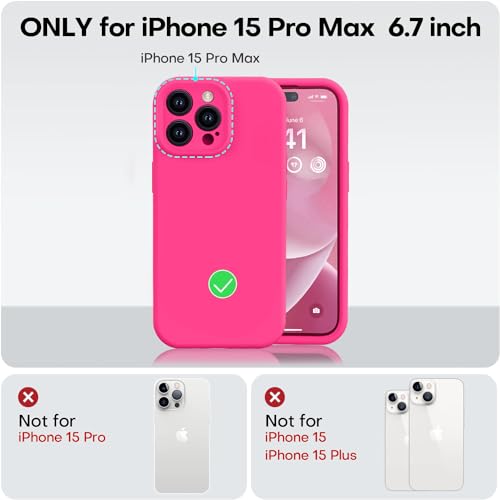 Vooii Compatible with iPhone 15 Pro Max Case, Upgraded Premium Silicone, [Camera Protection] [Soft Anti-Scratch Microfiber Lining] Shockproof Phone Case for iPhone 15 Pro Max 6.7 inch - Hot Pink - Image 5