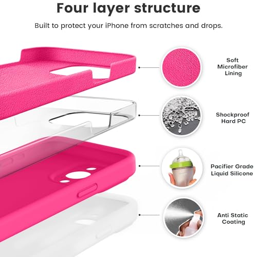 Vooii Compatible with iPhone 15 Pro Max Case, Upgraded Premium Silicone, [Camera Protection] [Soft Anti-Scratch Microfiber Lining] Shockproof Phone Case for iPhone 15 Pro Max 6.7 inch - Hot Pink - Image 2