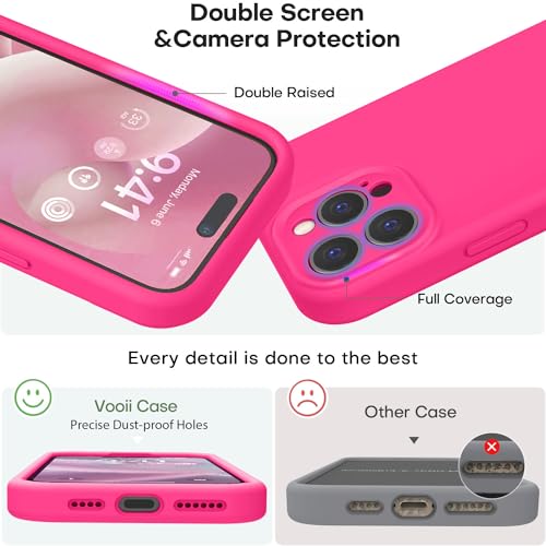 Vooii Compatible with iPhone 15 Pro Max Case, Upgraded Premium Silicone, [Camera Protection] [Soft Anti-Scratch Microfiber Lining] Shockproof Phone Case for iPhone 15 Pro Max 6.7 inch - Hot Pink - Image 3