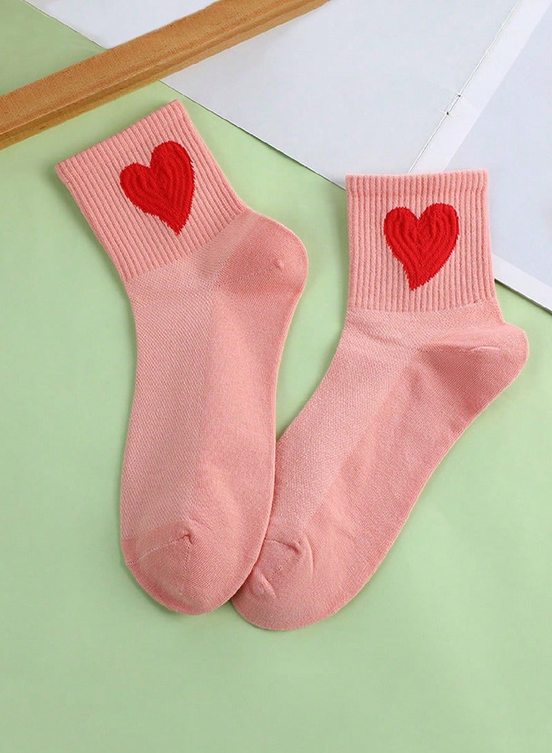 1 Pair Simple Love Heart Crew Socks Casual Cute Short socks Fashion Ankle Socks for Girl Women 
