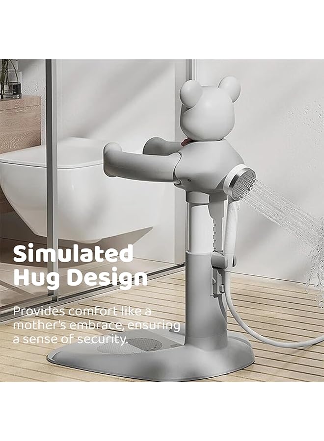 erorex Cartoon Baby Shower Stand Huggable Bear Bath Support Portable Bath Helper For Infants And Toddlers - Image 2