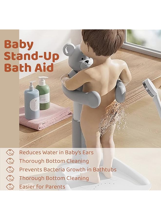 erorex Cartoon Baby Shower Stand Huggable Bear Bath Support Portable Bath Helper For Infants And Toddlers - Image 4
